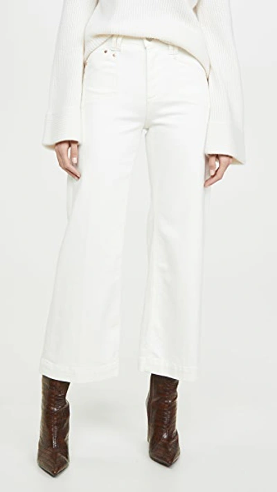 Shop Paige Anessa Culotte Jeans In Light Ecru