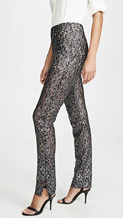 Shop Anais Jourden Coated Lace Pants In Black Multi