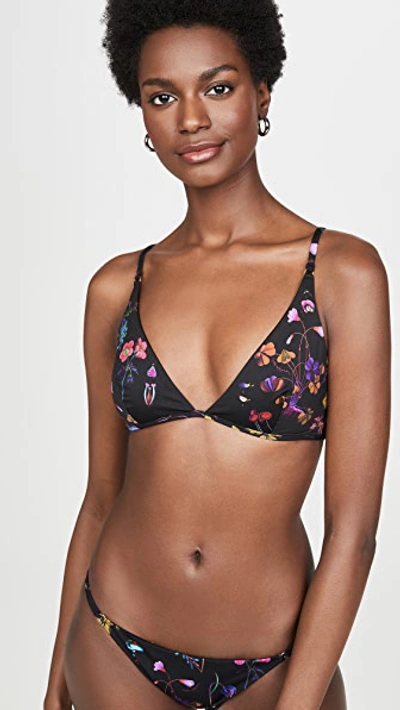 Shop Stella Mccartney Trippy Floral Triangle Bikini Top In Black
