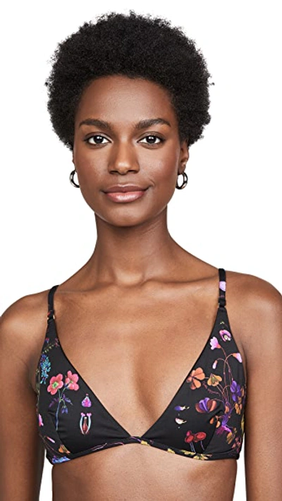 Shop Stella Mccartney Trippy Floral Triangle Bikini Top In Black