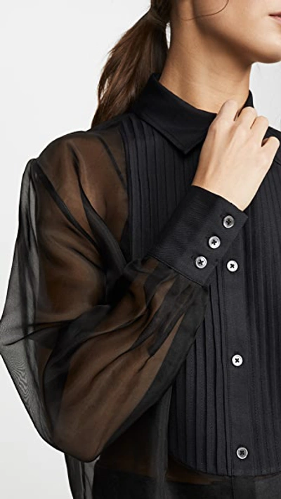 Shop Fleur Du Mal Bib Shirt With Organza Body In Black