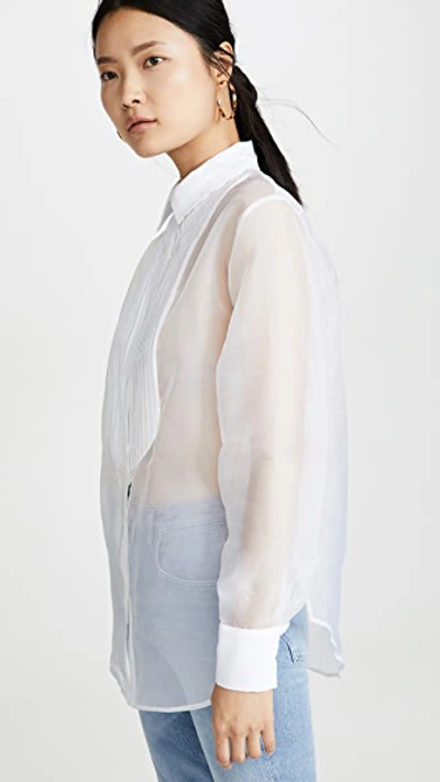 Shop Fleur Du Mal Bib Shirt With Organza Body In White