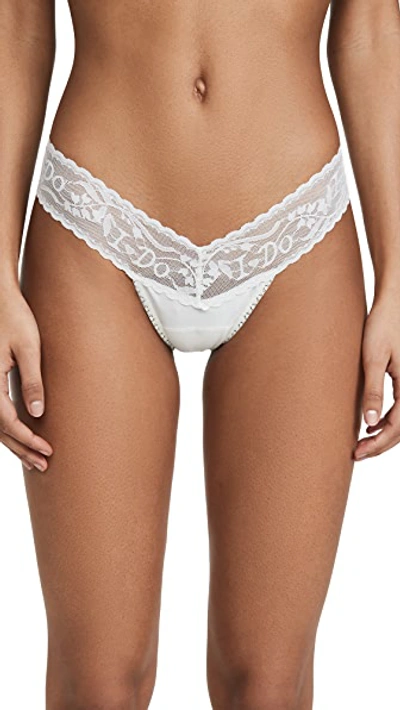 Shop Hanky Panky I Do" Lace Low-rise Thong" In Marshmallow