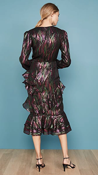 Shop Saloni Alya Dress In Black Rainbow