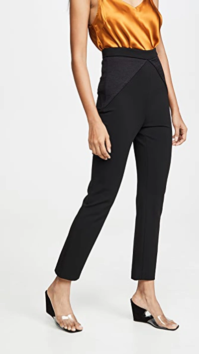 Shop Cushnie High Waisted Fitted Cropped Pants With Satin Triangles In Black