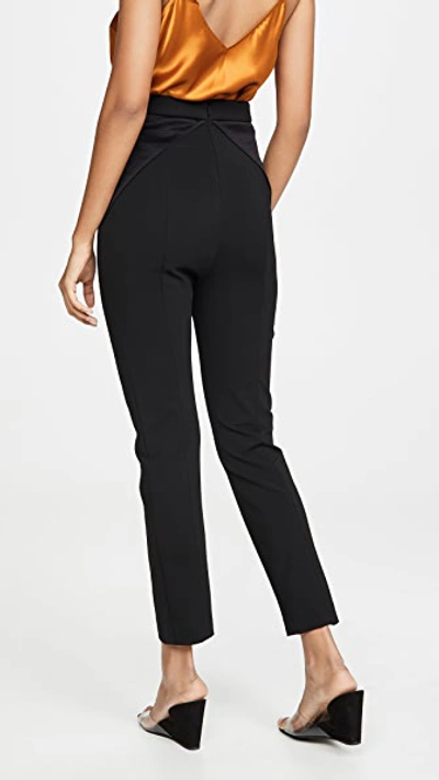 Shop Cushnie High Waisted Fitted Cropped Pants With Satin Triangles In Black