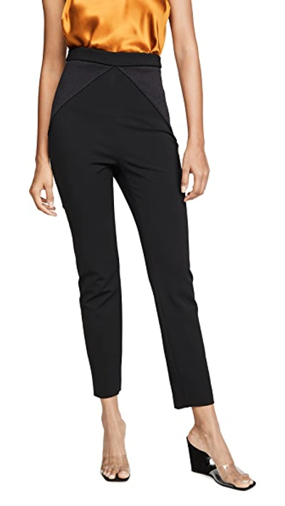 Shop Cushnie High Waisted Fitted Cropped Pants With Satin Triangles In Black