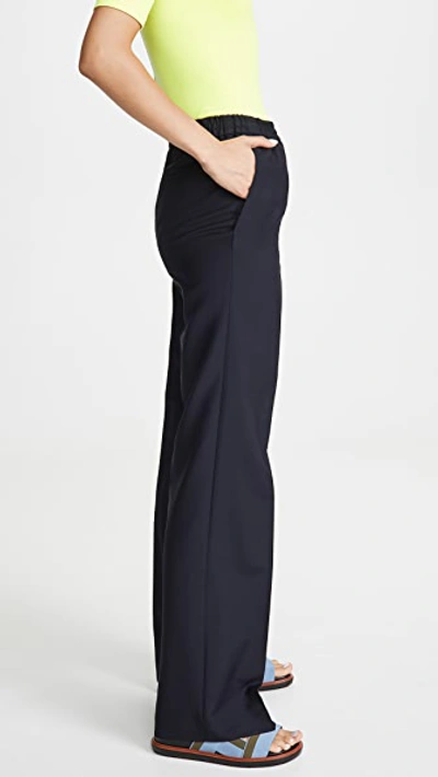 Shop Acne Studios Pammy Wo Mo Trousers In Navy Blue