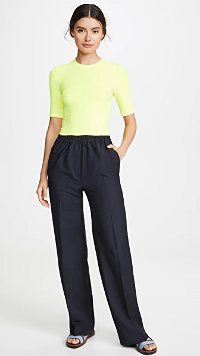 Shop Acne Studios Pammy Wo Mo Trousers In Navy Blue