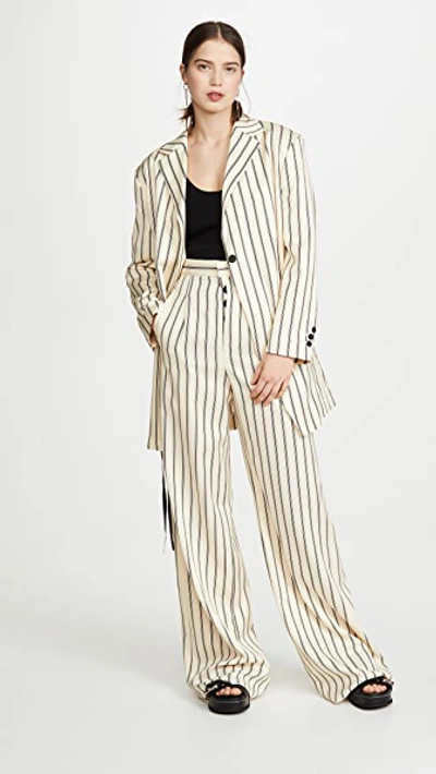 Shop Ben Taverniti Unravel Project Striped Wide Leg Pants In Beige Black