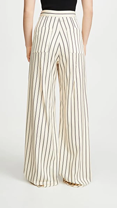 Shop Ben Taverniti Unravel Project Striped Wide Leg Pants In Beige Black