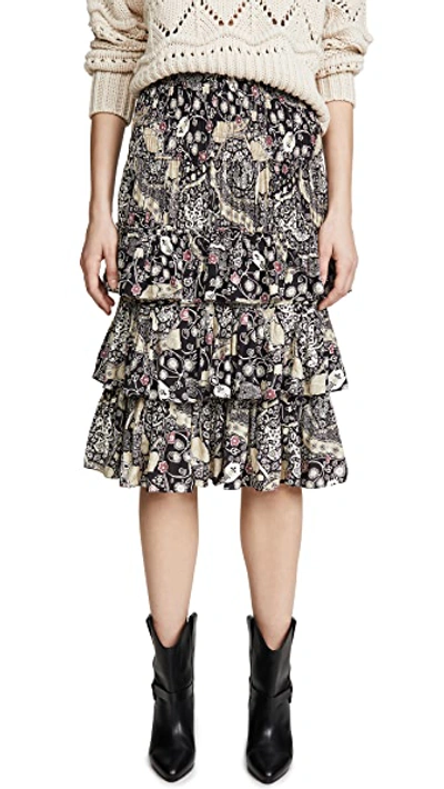 Shop Isabel Marant Étoile Cencia Skirt In Black/beige