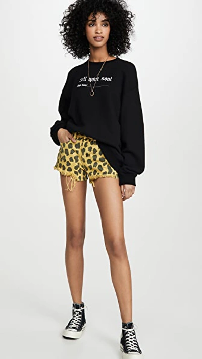 Shop Blank Denim Lime Light Leopard Shorts