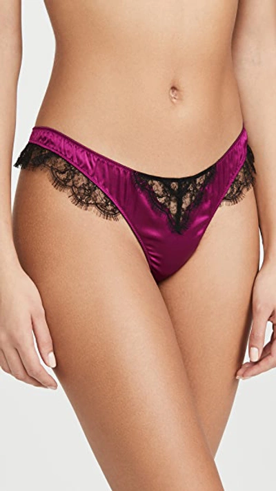 Shop Kiki De Montparnasse Lace Thong In Orchid