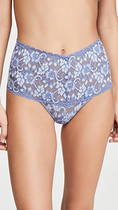 Shop Hanky Panky Cross Dyed Retro Thong In Chambray/ivory