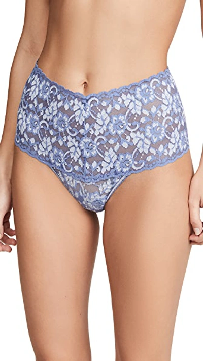 Shop Hanky Panky Cross Dyed Retro Thong In Chambray/ivory