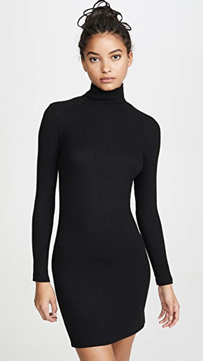 Shop Lna Zip Turtleneck Dress In Black