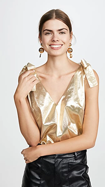 Shop Amanda Uprichard Josephina Top In Gold Metallic