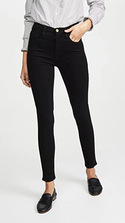 Frame Sylvie Slender High-rise Straight Jeans In Black