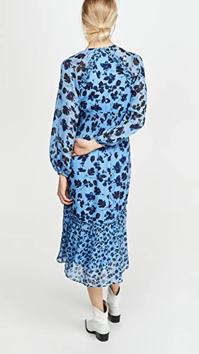 Shop Shoshanna Ambrosia Dress In Marina Blue/navy