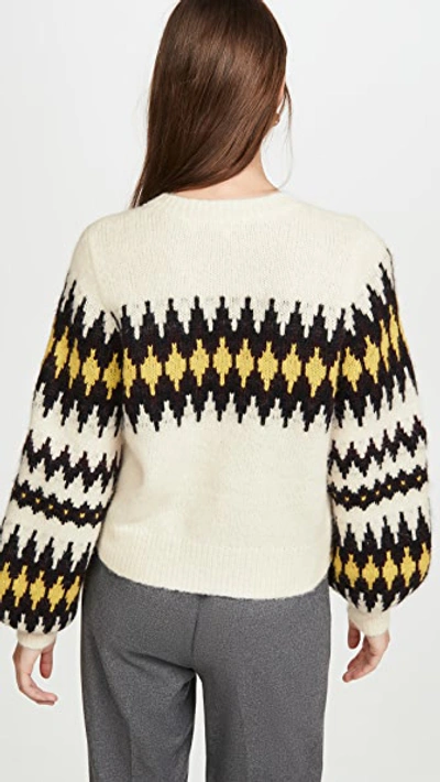 Shop A.l.c Badgley Sweater In White/black/citron/bordeaux