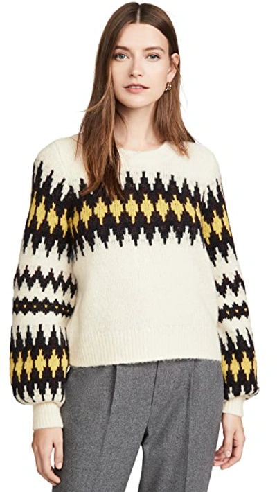 Shop A.l.c Badgley Sweater In White/black/citron/bordeaux