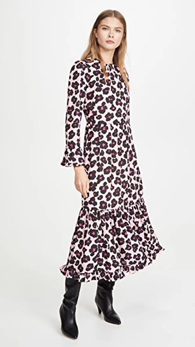 Shop La Doublej Midi Visconti Dress In Flower Leopard Rosa