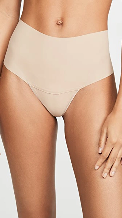 Shop Hanky Panky Bare Godiva High Rise Thong In Taupe