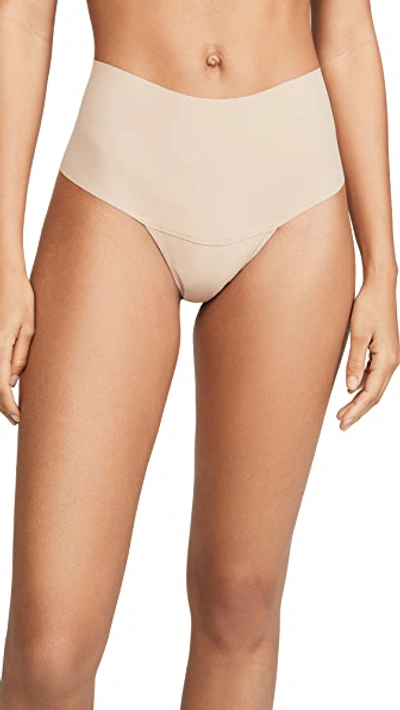 Shop Hanky Panky Bare Godiva High Rise Thong In Taupe