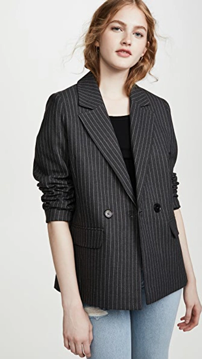 Shop Anine Bing Becky Blazer In Charcoal