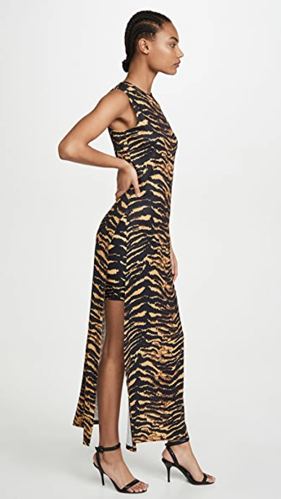 Shop Adam Selman Sport Sleeveless Slit Dress In Tiger