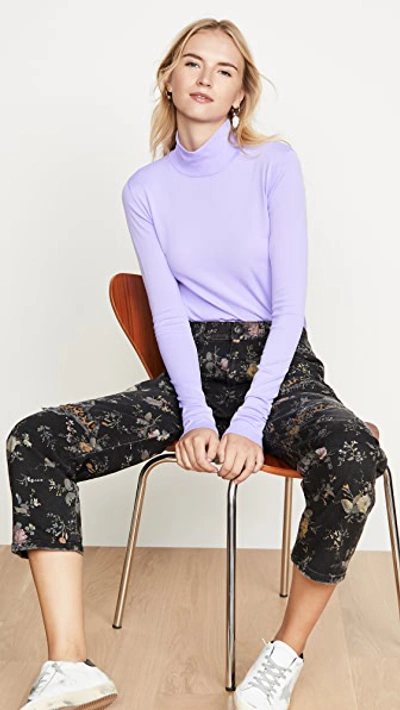 Shop Les Rêveries Turtleneck Top In Lilac