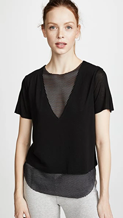 Shop Koral Double Layer Tee In Black