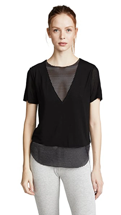 Shop Koral Double Layer Tee In Black