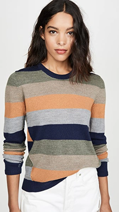Shop Atm Anthony Thomas Melillo Striped Crew Sweater In Multi