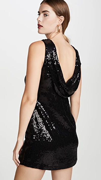 Alice And Olivia Kamryn Sequin Cowl Back Mini Dress In Black