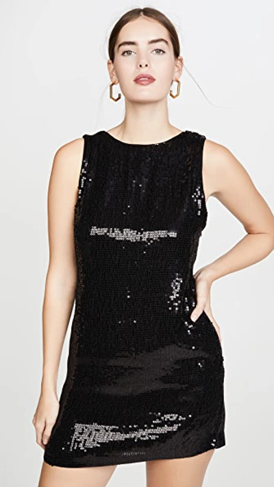 Alice And Olivia Kamryn Sequin Cowl Back Mini Dress In Black