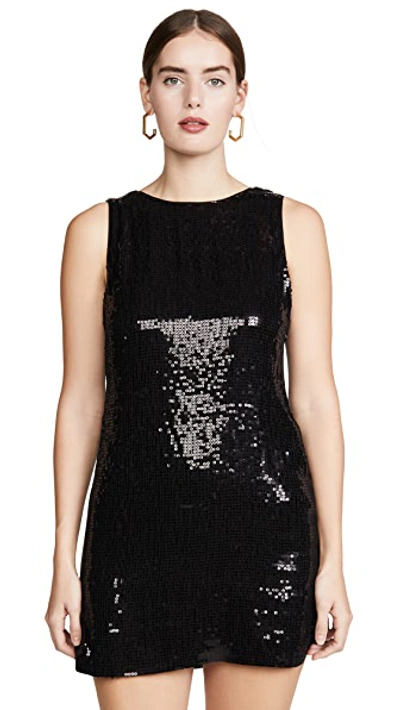 Alice And Olivia Kamryn Sequin Cowl Back Mini Dress In Black