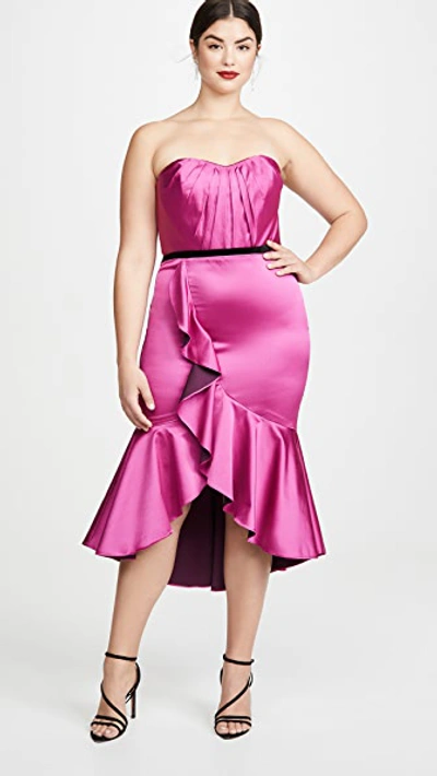 Shop Marchesa Notte Strapless Draped Sweetheart Cocktail Dress In Fuchsia