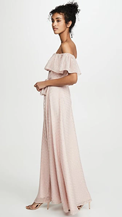 Shop Yumi Kim Carmen Maxi In Metallic Swiss Dot Blush