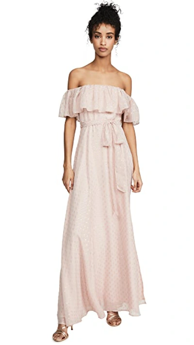 Shop Yumi Kim Carmen Maxi In Metallic Swiss Dot Blush