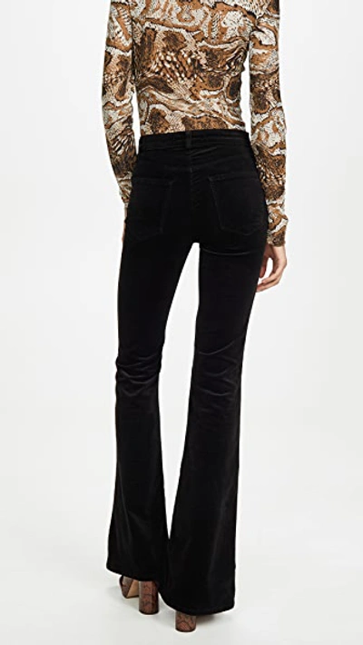 Shop J Brand Valentina Velvet High Rise Flare Pants In Black