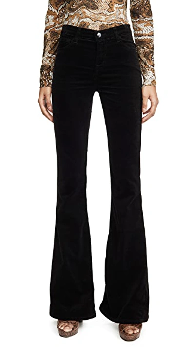 Shop J Brand Valentina Velvet High Rise Flare Pants In Black