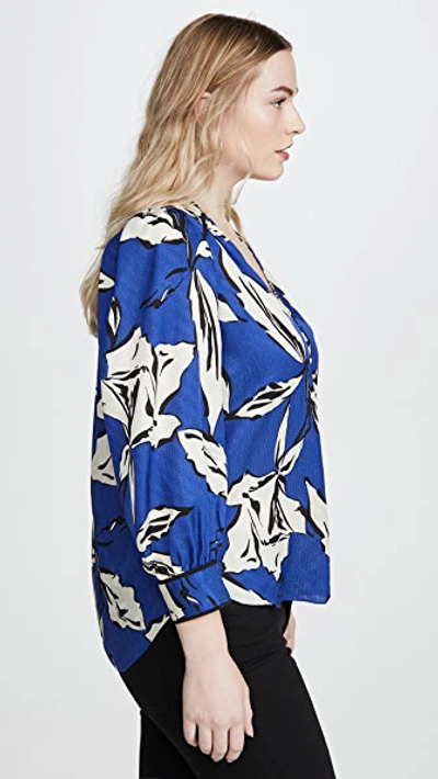 Shop Veronica Beard Milan Top In Ultramarine Multi