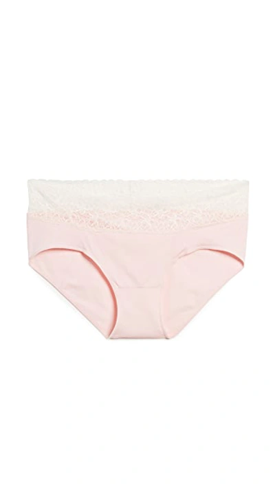 Shop Rosie Pope Seamless Maternity Panties With Lace In Blush/ivory