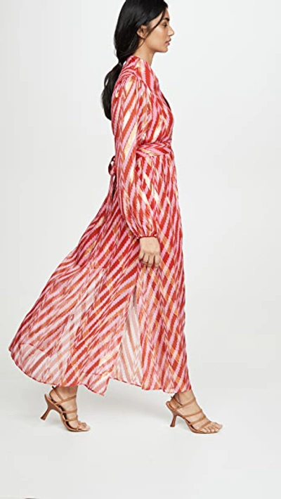 Shop Figue Starlight Dress In Diagnonal Ikat Red
