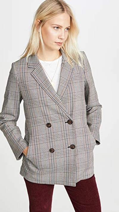 Shop Madewell Plaid Blazer In Herringbone Telluride Stone