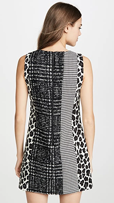Shop Alice And Olivia Clyde Patchwork Shift Dress In Black/white Combo
