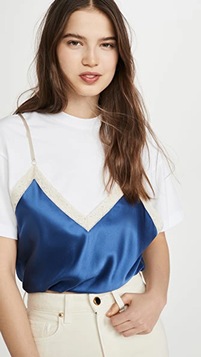 Shop Alexander Wang Draped T-shirt Cami Hybrid In Petal Blue