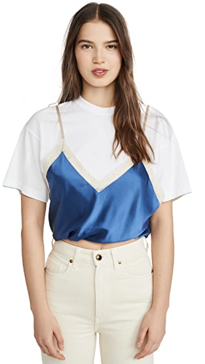 Shop Alexander Wang Draped T-shirt Cami Hybrid In Petal Blue